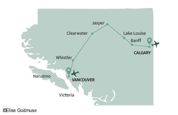 Circuit en voiture dans l'ouest Canadien