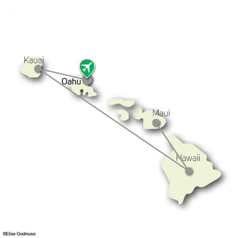 Combiné d'îles Hawaiiennes Oahu, Kauai, Big Island et Maui