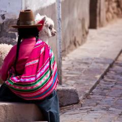shutterstock_290150396 Woman in traditional clothes with lama sitting on stone in Cuzco - Peru.jpg