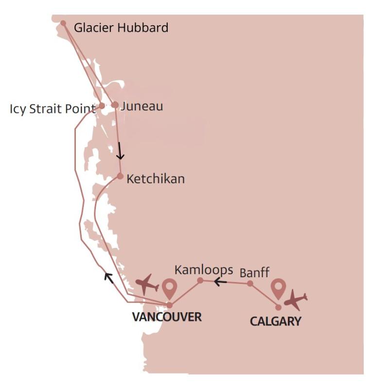 Voyage dans l'Ouest Canadien avec train et croisière en Alaska