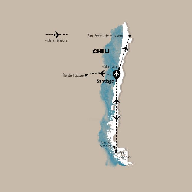 carte Carte Circuit Beautés sauvages du Chili et Ile de Paques 2019 - 20 personnes maximum