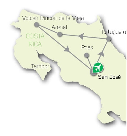 Carte Circuit Costa Rica, Jungles et forêts