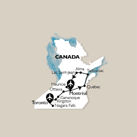 carte Carte Circuit Canada Est - Sentiers, lacs et forêts - 38 personnes maximum