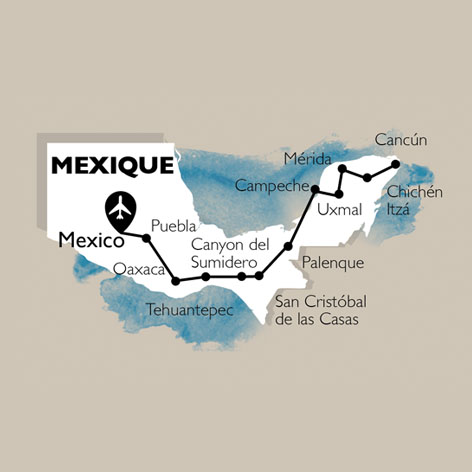 carte Carte Circuit Mexique, saveurs et civilisations Mexicaines - 30 personnes maximum