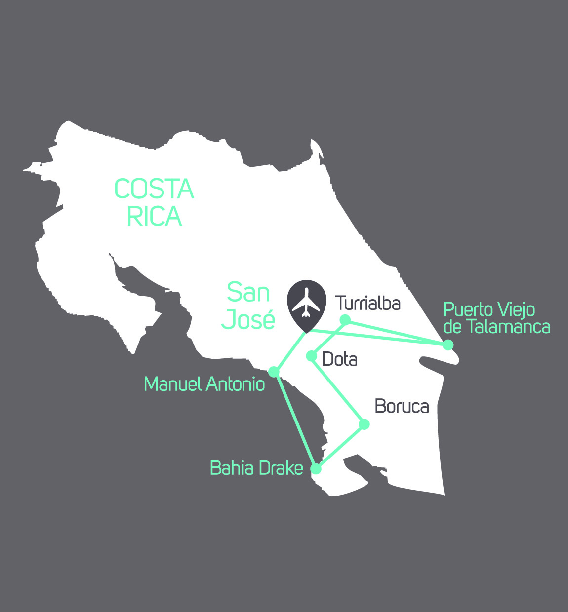carte Carte Autotour sur mesure Costa Rica - Costa Rica Insolite