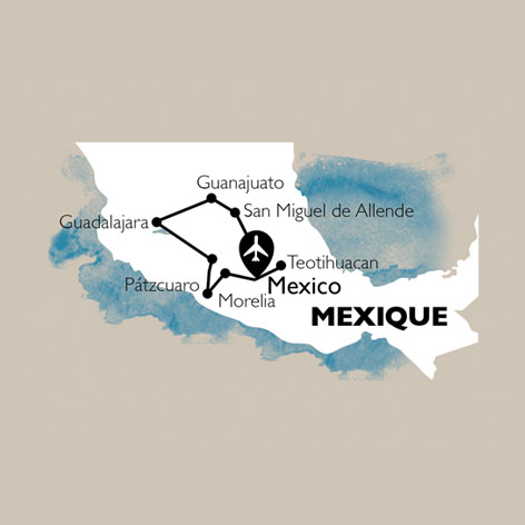 carte Carte Circuit Mexique : Richesses coloniales et Fête des Morts - 18 personnes maximum