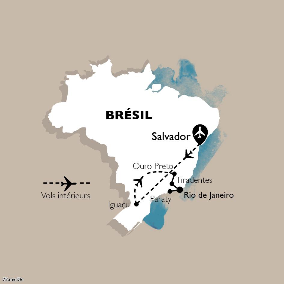 carte Carte Circuit Brésil colonial, spécial Carnaval de Rio - 20 personnes maximum