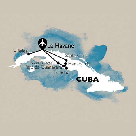 carte Carte Circuit Sur les sentiers de Cuba + extension Varadero - 16 personnes maximum