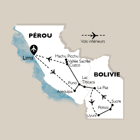 carte Carte Circuit combiné Pérou-Bolivie, Andes majestueuses - 2021 - 16 personnes maximum