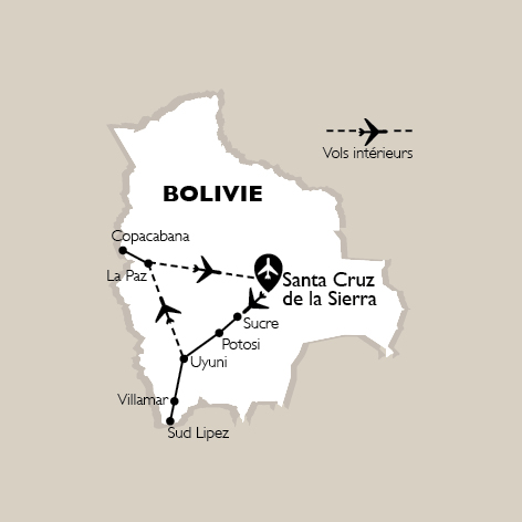 carte Carte Circuit Bolivie, entre lagunes et salar - 12 personnes maximum