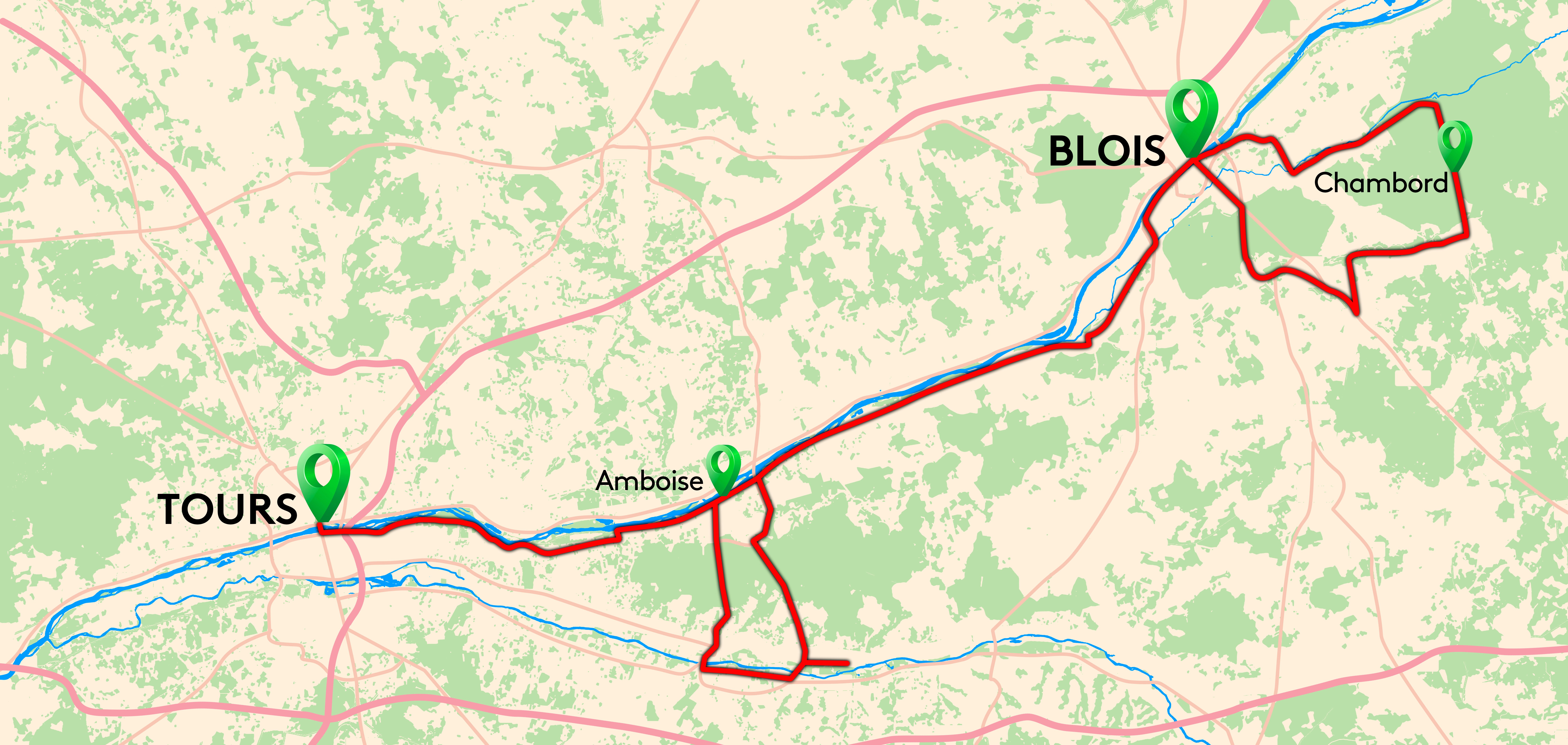 carte Carte Circuit France à vélo - De Blois à Tours